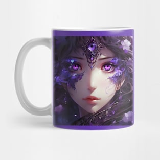 Closeup of a purple eyes girl Mug